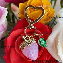 Exquisite Cute Little Flower Strawberry Love Keychain Suitable For Ladies And Girls Fashion Bags School Bag Pendants Fashionable Novelty Accessory For Keys And Purses Valentines - 彩色 - 查看 6