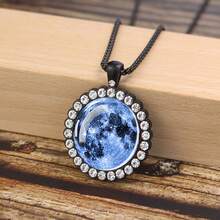 1 pieza Collar con colgante con diseño de luna, joyería de moda, collar de cadena como regalo para hombres para cumpleaños, Navidad u otras ocasiones - estilo - Ver 8