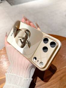 1pc Customizable Name, Luxury Gold Texture Business Apple Design Tempered Glass Shockproof Phone Case With Lens Protection, Compatible With IPhone 17/17Pro/17ProMax/17Air/16/16Pro/16ProMax/16Plus/15/15Plus/15Pro/15ProMax/14/14Plus/14Pro/14ProMax/13/13Pro/13ProMax/12/11 - Gold - View 7