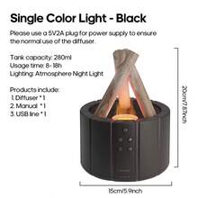 kinscoter 1个USB 250毫升创意火焰香薰机篝火加湿器超声波火焰精油香薰机，适用于办公室和家庭，可作礼物