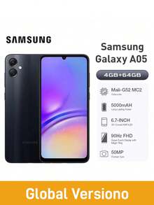 Samsung 三星 Galaxy A05 4G 64GB 智能手机，4GB 内存，5000 万像素摄像头，Android 13 操作系统，面部解锁，5000mAh 电池，不含充电器 - 黑色 - 查看 1