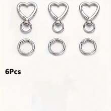4/6/10个装心形金属钥匙扣 - 耐用开口设计，带旋转扣，抛光表面 | DIY钥匙扣、婚礼回礼、情人节礼物 - 兼容金属绳/线，男女皆宜的时尚钥匙扣配件 - 鑰匙扣 - 查看 7