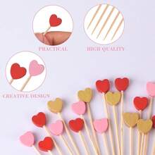 200pcs/Pack Natural Bamboo Skewers, Premium Tableware Decor, Dessert Garnish, 4.7 Inch Wooden Fruit Picks, Suitable For Party, Birthday, Wedding, Club, Fruit, Cupcake, Burger, Barbecue - Multicolor - View 1
