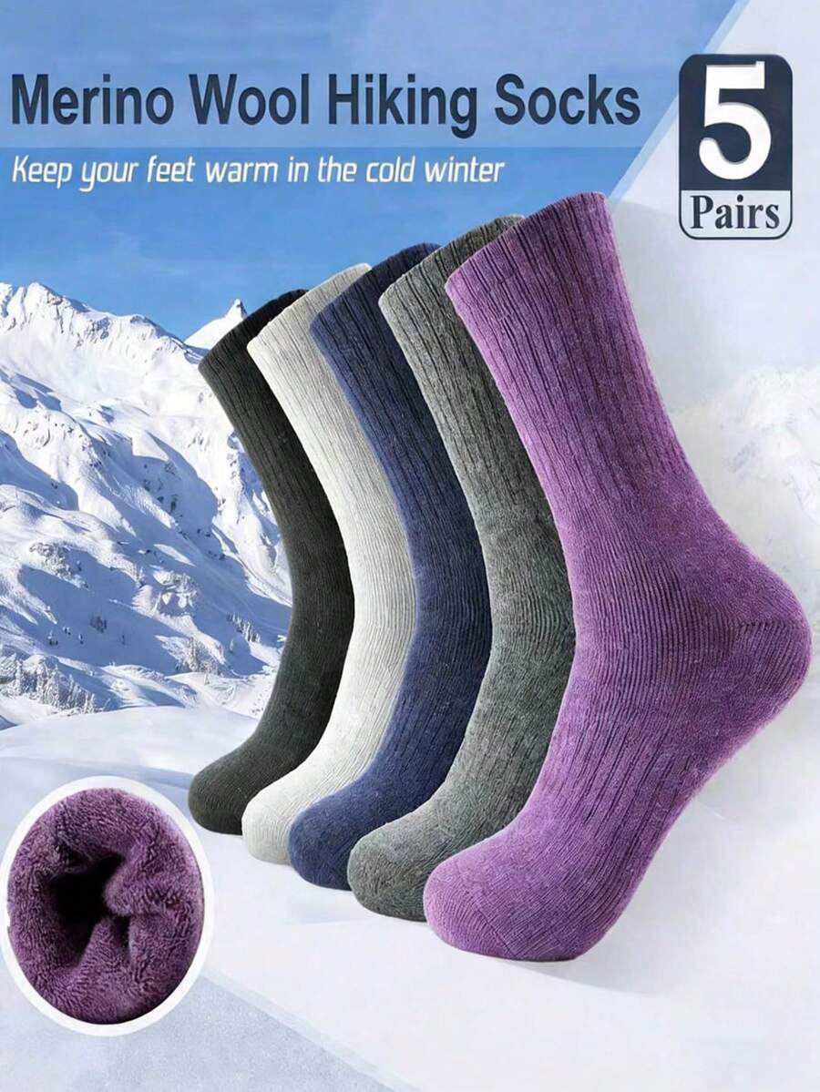 1/2/3/5 Pairs Warm Hiking Socks - Moisture-Wicking Thick Padded Crew Socks For Men & Women, Warm Winter Essential, Great Christmas Gift, New Year Family Gift, Valentine's Day Warming Gift