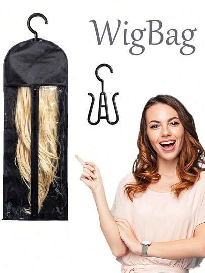 3个假发收纳袋，带挂钩，缎面材质，可收纳多顶假发，拉链式假发旅行箱，假发架，便携式假发盒，假发整理器，假发挂架