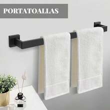 Juego de 10 Accesorios de bao en Negro Mate, Juego de toalleros de 23.6 Pulgadas, Juego de Accesorios de bao de Acero Inoxidable Sus 304, toalleros para Montar en la Pared del bao - como se muestra en la figura - Ver 3