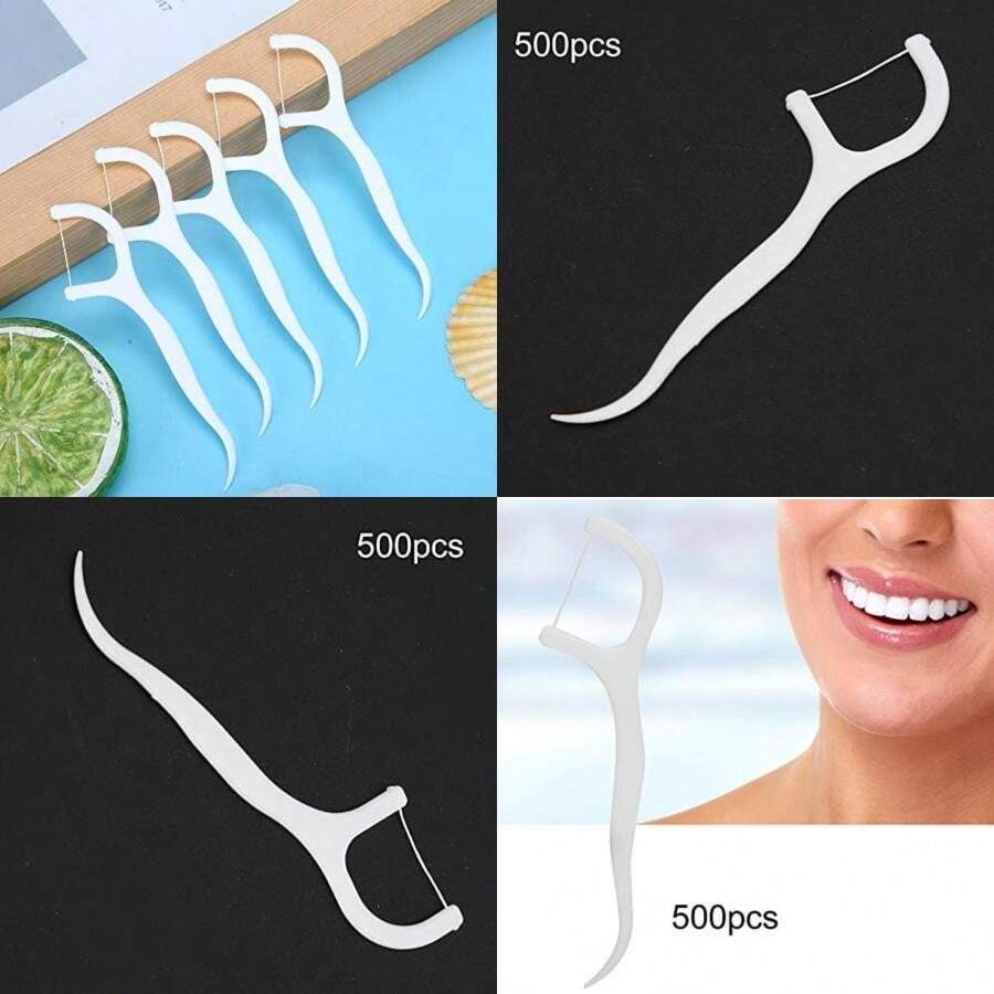 YUYTE Floss Picks Travel Flossers Dentales, Utensilios De Limpieza 500 Unidades De Dureza Dientes Profesionales Palillos De Dientes Con Hilo Dental Palos Para Viajes En Hoteles Familiares(default) - Multicolor - Ver 1
