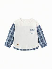 Balabala Boys Long Sleeve T-Shirt, Crew Neck Casual, Comfort Fit, Durable Fabric, Spring Everyday Wear - Off-white - View 4