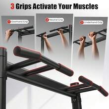 FEIERDUN Power Tower Pull Up Bar Station, 450LBS Stable Pull Up Dip Station For Home Gym Strength Training Equipment - Black - View 7