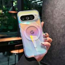 1个透明菱形图案磁吸手机壳，兼容谷歌Pixel 10 Pro XL，透明保护套，Pixel 9 Pro XL，透明磁吸后盖，圣诞礼物，情人节礼物，时尚手机壳 - 鑽石紋彩鍍 - 查看 11