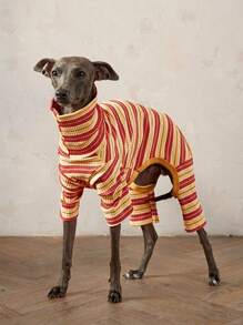 1pc Pet Autumn/Winter Fashion Classic Retro Warm And Elastic Comfortable Dog High Collar Jumpsuit - Multicolor - View 8