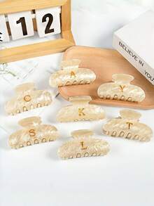 1pc Minimalist Personalized Creative Letter Acetate Hair Claw Clip, Elegant Elegant Versatile Bun Claw Clip Hair Accessory