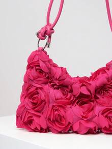 Túi đeo vai họa tiết hoa, Túi dự tiệc cưới, Túi xách nữ, Túi dự tiệc, Phụ kiện cưới, Túi thanh lịch cho nữ, Đồ dùng cưới, Quà tặng cho nữ, Ngày Valentine (Họa tiết ngẫu nhiên) - Màu Hồng Tươi - Xem 5