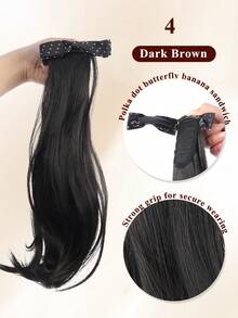 Women's Fashion Cute Bowknot Banana Clip Hairclip Synthetic Curly Wavy Long Hair Extension, Bowknot Ponytail Heat Resistant Fiber Hair Wig Hair Accessories, A Gift Suitable For All Seasons, Valentine's Day Hair Clips, Student Supplies, Elegant, Preppy Style, Bowknots, Hair Accessories - Multicolor - View 11