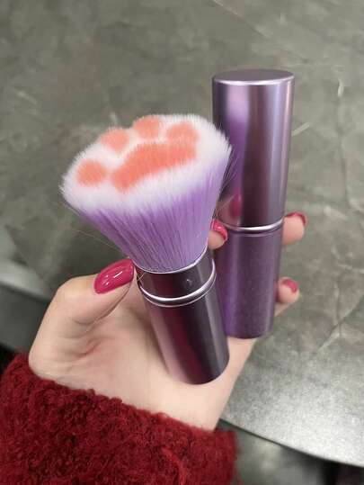 1pc Powder Brush, Ultra-Plush Synthetic Bristles For Flawless Application, Soft Touch, Ergonomic Handle, Cat's Paw Makeup Brush, Multifunctional Soft Fiber Loose Powder Brush And Blush Brush, Used For Facial Powder, Blush, Shadow And Contour Makeup