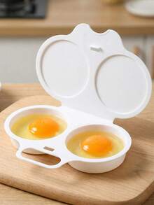 2pcs Microwave Egg Cooker/Poacher. Non-Electric, Heat-Resistant PP Plastic Material, Double-Layer Egg Cups With Heat-Insulating Base, Space-Saving Breakfast Cooking Tool, Suitable For Home, Office, And Dorm Use - Easy To Clean Kitchen Gadget, With Sturdy Handle And Durable Cookware.