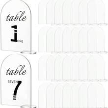 30 juegos de Letrero de mesa de acrlico transparente con soporte,Nmeros de mesa acrlico de arco,Soporte Acrlico Para Letreros,Tarjetas de Lugar para mesa para bodas,reuniones,eventos, restaurantes - como se muestra en la figura - Ver 2