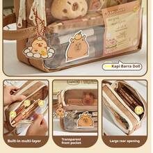 7-Piece Cute Capybara Stationery Set, Includes Pencil Case And Animal-Themed Desktop Storage Boxes, Ideal For Students And Animal Lovers, Essential Gift For Back To School, Halloween, Christmas, Easter,Bag - Brown - View 11