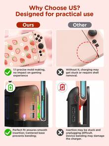 Ayotu Strawberries Protective Case For Switch,Can Be Installed In The Dock Without Removing The Protective Case - Multicolor - View 4