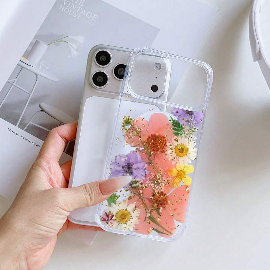 时尚磁吸镂空TPU防震保护壳，兼容苹果手机，适合作为情侣、女儿、女友、少女的生日和圣诞礼物。 - 無色 - 查看 1