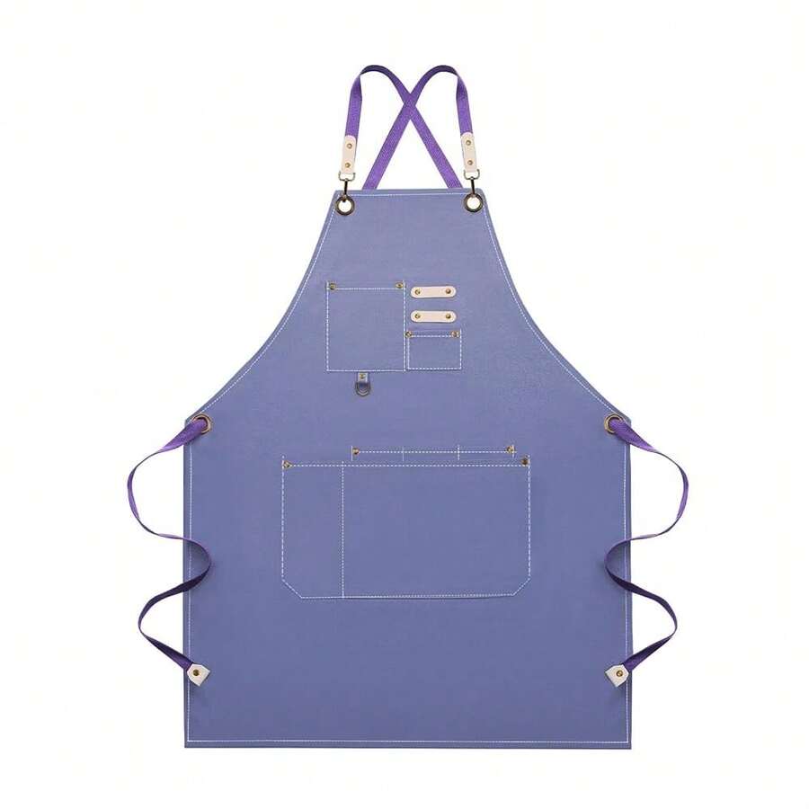 Dulabi Apron, Adjustable Chef Apron For Women And Men With Large Pockets, CooFKing Kitchen Apron With Back Straps - Purple - View 1