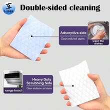 5 Pcs Light Scrub Pad Singles With Foam, Triple Cleaning Scouring Pad Heavy Duty Household Non-Scratch Abrasive Hand Pad Multi Surface Magic Sponge Sheets For Home Surfaces Indoor Cleaning - ColorA - View 2