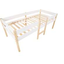 Children's Bed With Fall Protection, Made Of Solid Pine - 90 X 190 Cm - White And Oak - 白色 - 查看 9