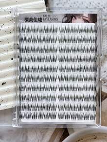 10-Row 120-Flower Mixed Packaging Segmented Single-Cluster Dense D-Curve 3D Fluffy Pre-Curved Fan Personalized Machine-Pressed False Eyelashes Segmented Natural False Eyelashes For Eye Extension - Black - View 5