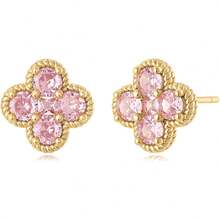 Stud Earrings For Women Gold Flower Four-Leaf-Clover 12 Month Birthstone 14K Small Simple Hypoallergenic Birthday Gift Jewelry - Ngày 10 tháng 10 - Xem 9