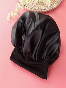 1pc Silk Sleep Cap Set - Satin Hair Bonnet, Suitable For Curly/Wavy Hair, With Soft Elastic Band (Black And Gold), Gentle Sleep Cap To Protect Hair And Control Frizz - Multicolor - View 7