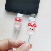 1 Set / 2 Sets Of Cute Mushroom Soft Cable USB Data Cable Protector - Suitable For Protecting Data Cables Of Mobile Phone Accessories - Durable, Break-Resistant, Exquisite Design, Suitable As Easter, Thanksgiving, Wedding, Birthday, Halloween, Christmas Gifts - Multicolor - View 12