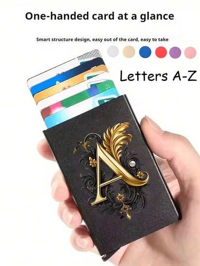 Diseño de letra A de metal, Soporte de tarjeta metálico emergente unisex | Bloqueo RFID + Superficie mate ultra delgada, Regalo de negocios/regalo festivo ideal, Diseño magnético emergente para un fácil acceso a las tarjetas, Material de aleación de aluminio, Calidad premium