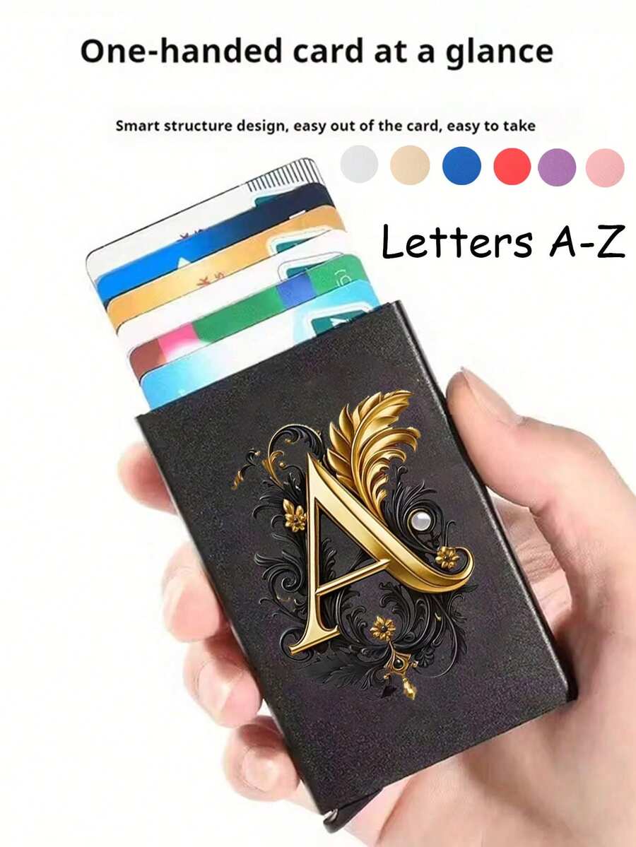Diseño de letra A de metal, Soporte de tarjeta metálico emergente unisex | Bloqueo RFID + Superficie mate ultra delgada, Regalo de negocios/regalo festivo ideal, Diseño magnético emergente para un fácil acceso a las tarjetas, Material de aleación de aluminio, Calidad premium