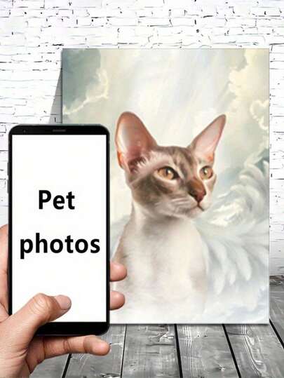 Personalized Pet Portrait Custom Cat Or Dog Painting - Vintage Renaissance Style Canvas Poster/Print - Customizable Photo Upload Via Smartphone - Elegant Wall Decor For Living Room, Bedroom - Pet Lover Gift For Birthday, Christmas, Halloween - Upload Photo & Receive Custom Artwork - Pet Face Painting Home Decoration