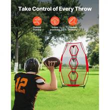 8 X 4 Inch Football Trainer Throwing Net, Training Throwing Target Practice Net With 5 Target Pockets, Knotless Net Includes Straps And Portable Carry Case, Improve QB Throwing Accuracy, Red - 8*4 Inch 3-hole Red - View 2
