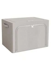 1个/2个装拉链布艺收纳箱，大容量收纳篮，可收纳衣物、毯子、玩具等，适用于衣柜、卧室、家居、宿舍，节省空间的收纳神器 - 深灰色 - 查看 24