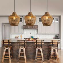 Handmade Bohemian Woven Pendant Light, Adjustable Hanging Lamp Suitable For Kitchen Island, Dining Room, Farmhouse Style - 29cm Diameter Good Bottle - View 4