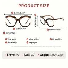 1 Pair Of Extra Large Women's Reading Glasses Transparent Lenses Durable PC Frame +100 To +400 High Definition - 豹紋 - 查看 2