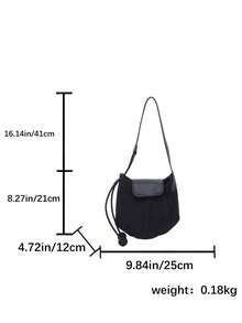 1pc Women's Fashionable Commuter Solid Color Shoulder Bag, Portable Versatile Chic Underarm Bag, Suitable For Dates, Shopping, Gifts, Work - Black - View 2