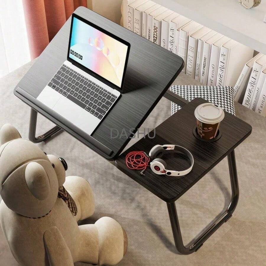 Mesa para Cama Plegable, Escritorio Portatil para Laptop, Mesita Laptop Cama con Portavasos y Ranura Inclinación Ajustable de 5 Niveles de Comer, Jugar, Estudiar y Trabajar - por defecto - Ver 1