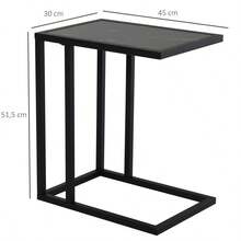 Side Table, Coffee Table With Marble Effect, End Table With Metal Frame, For Living Room, Bedroom, 45 X 30 X 51.5 Cm, Black - Black - View 8