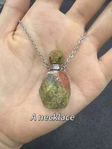 1pc Natural Stone Crystal Faceted Essential Oil Bottle Pendant Necklace - Fragrance Bottle Diffuser Pendant, Rhombus Cut Crystal Aromatherapy Amethyst Necklace - Bottle - View 7