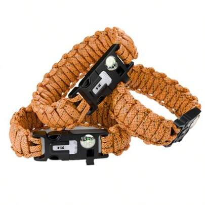 Survival Paracord Bracelet 12 Ft Tactical Emergency Cord Rope With Compass Whistle In Black For Outdoor Adventure And Emergency Use