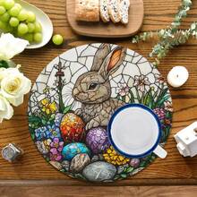 2pcs/4pcs/6pcs Cartoon Easter Bunny & Easter Egg Pattern Silicone Placemats, Holiday Gift, Holiday Decor, Suitable For Dining Table, Coffee Bar, All Season Decoration, Washable Tablemats, Room Decor, Coasters, Draining Mats, Kitchen Dining Placemats, Indoor Outdoor Party Decor, Home Decor, Ideal Gift - Multicolor - View 2