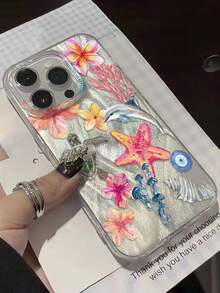 Ocean-Patterned, High-End, New Feather-Silver Design, Simple And Stylish, Suitable Compatible With Iphone 17/ 17 Pro Max/ 15/ 16/ 16 Pro/ 15 Pro Max/P13/P14/P11 Soft Case/P12 Drop-Proof/XS/XR/78P/78GES2/ A14/A15S23U/A50/A12/A32/A52/A72/A51/A21/SA13/A14S22/UltraS23/A33/A53S20FE Phone Case/Protective Cover. - Multicolor - View 4