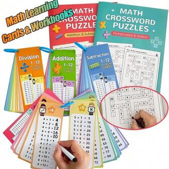 Lachilly Mathe Lernkarten & Arbeitsbücher Addition Subtraktion Multiplikation Division Mathe Lernspielzeug Mathe Operationen Denkschulung Kinder Schüler Lernhilfen