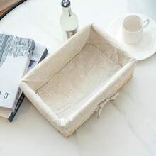 3pcs Woven Desktop Storage Basket, Suitable For Snacks, Cosmetics, Toys And Other Household Fabric Multi-Functional Storage Box, Applicable To Coffee Table Or Key Basket, Home Decor Storage, Wardrobe Clothing Organization Basket, Holiday Decoration Gift Storage, Ideal Gift Basket - Màu be - Xem 7