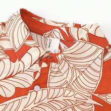 PatPat Family Matching Outfits Coral Leaf Print Halter Dress Or Short-Sleeve Shirt Set Summer  Vacation Collection - 紅色 - 查看 9