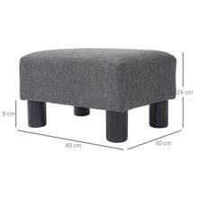 Linen-Look Ottoman Pouf, Modern Footrest, Upholstered Stool For Bedroom Or Living Room, Dark Grey - Dark Grey - View 3
