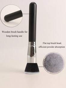1pc Copper Flat Top Foundation Brush - Premium Makeup Tool, Suitable For Liquid, Cream And Powder Cosmetics, Easy Application - Can Be Used For Priming, Blending And Perfecting Makeup, Black Handle, Convenient For Travel,Giveaways - Multicolor - View 9